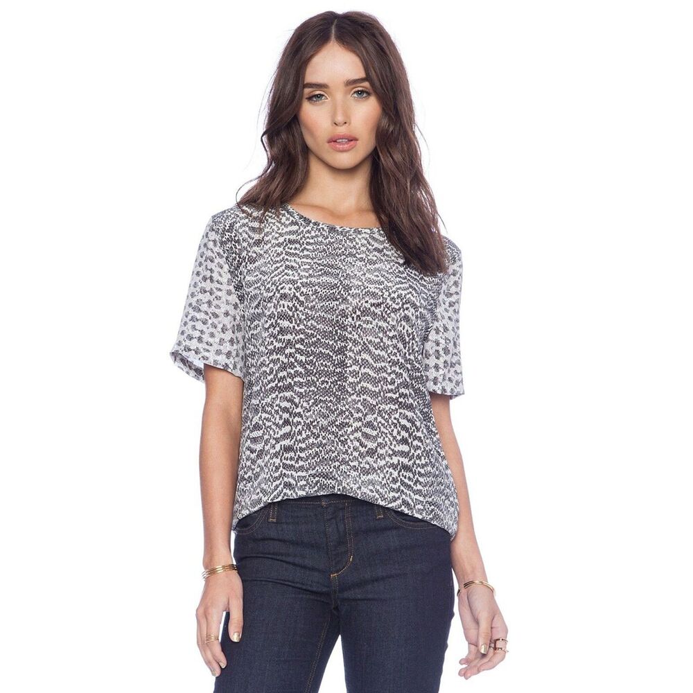 Equipment Riley Viper Scale Silk Tee Womens Medium Snake Contrast Short Sleeve
